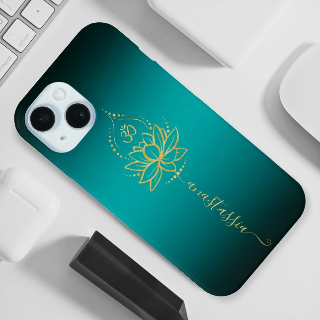 Lotus & Om – Personalized Name Minimalist Case-Mate iPhone Case (Creator Uploaded)