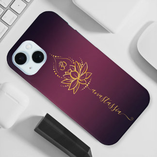 Lotus & Om – Personalized Name Minimalist iPhone 15 Case