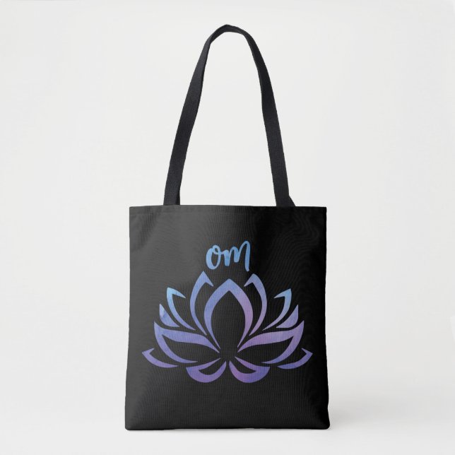 Lotus Om Purple Tote Bag (Front)