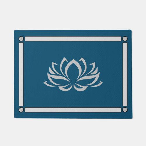 Lotus on Dark Blue Doormat