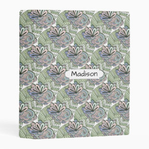 Lotus Pattern custom name mini binder