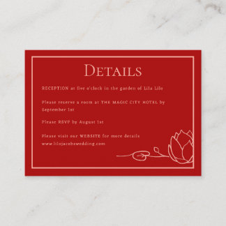 Lotus Personalized Wedding Details Enclosure Card