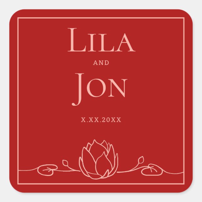 Lotus Personalized Wedding Stickers (Front)