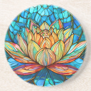 Lotus pink stained glass coaster