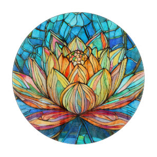 Lotus pink stained glass cutting board