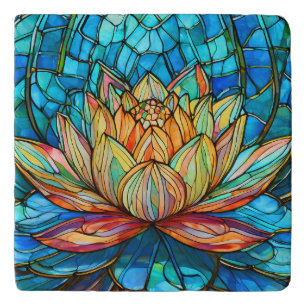 Lotus pink stained glass trivet