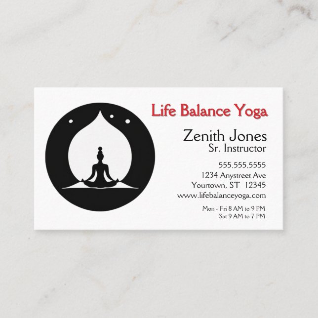 Lotus Position and Flame Yoga Instructor Business Card (Front)