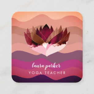 Lotus Purple Mandala Meditation Yoga Boho Square Business Card