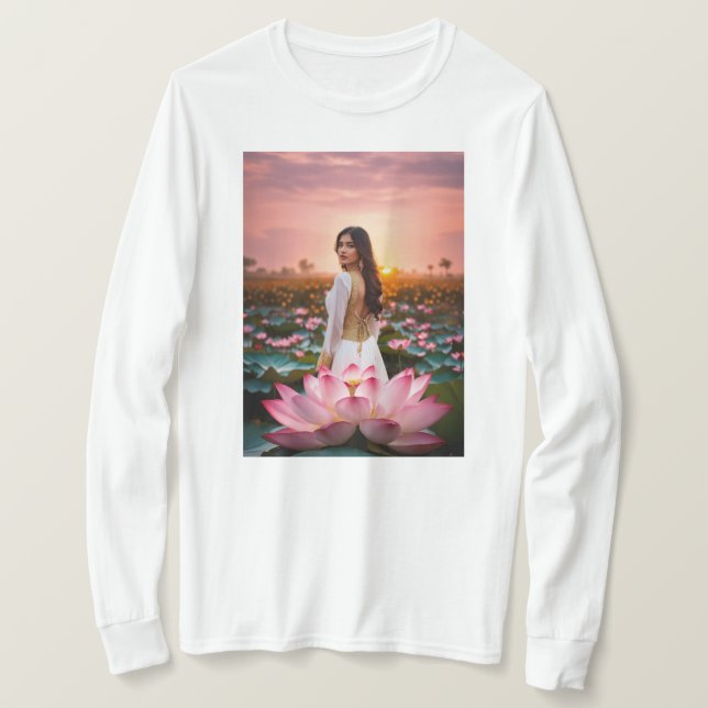 Lotus Radiance: A Blossoming Ballet of Pink and Go T-Shirt (Design Front)