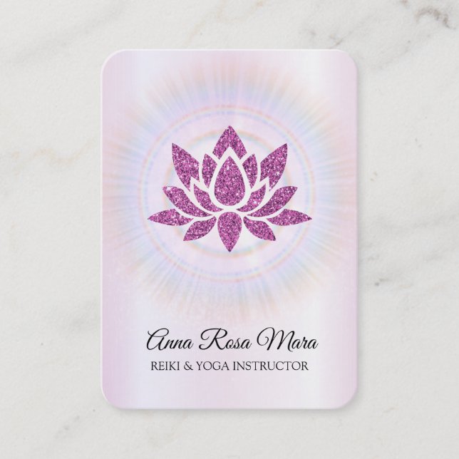 *~* Lotus Rays Reiki Energy Healing MAGENTA  Business Card (Front)