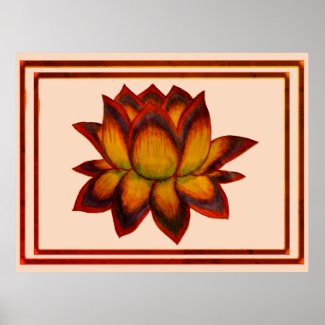 Lotus Red Tones Print, Poster (Semi-Gloss)