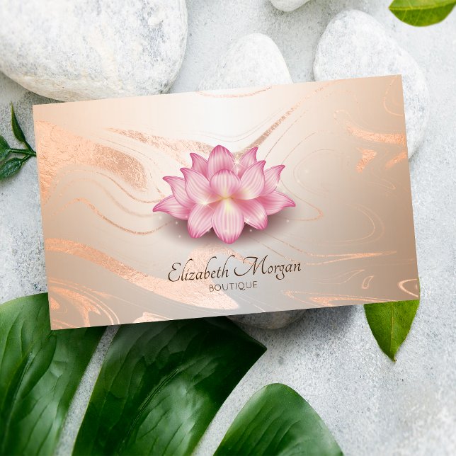 Lotus Rose Gold Brush Stroke Lotus Business Card (Creator Uploaded)
