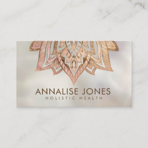 Lotus - Rose Quartz and Gold on pearl Business Card