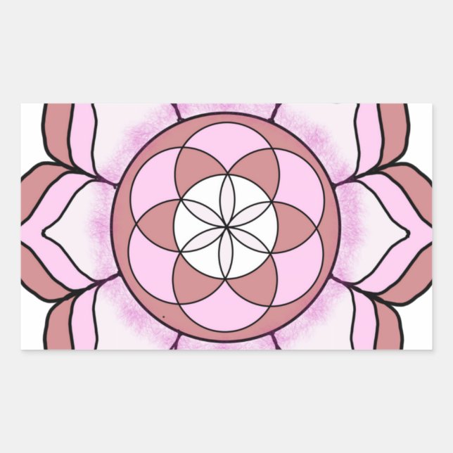 Lotus Rose Rectangular Sticker (Front)