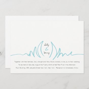 Lotus Scribble Minimalist Wedding Invitation by BUFF_Designs at Zazzle