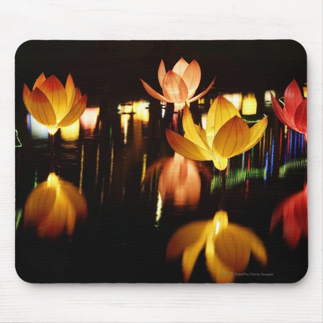 Lotus shaped lanterns for mid autumn festival mouse pad (Front)