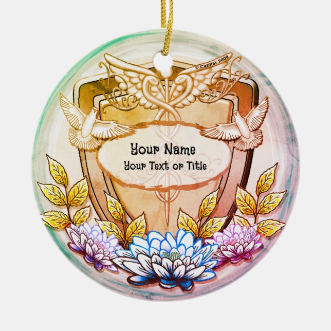 Lotus shield nurse  ceramic ornament (Front)