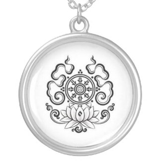 lotus. silver plated necklace