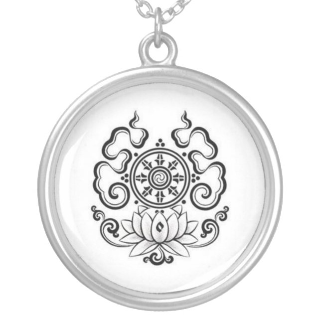 lotus. silver plated necklace (Front)