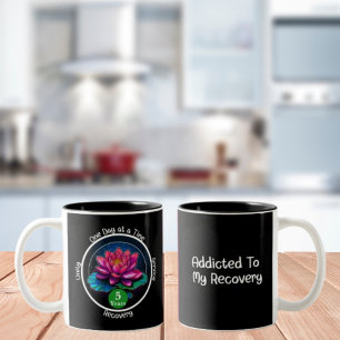 Lotus Sobriety Chip   Custom 12-Step Medallion Two-Tone Coffee Mug