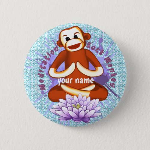 Lotus Sock Monkey custom name Button