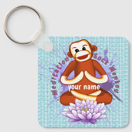 Lotus Sock Monkey custom name Keychain