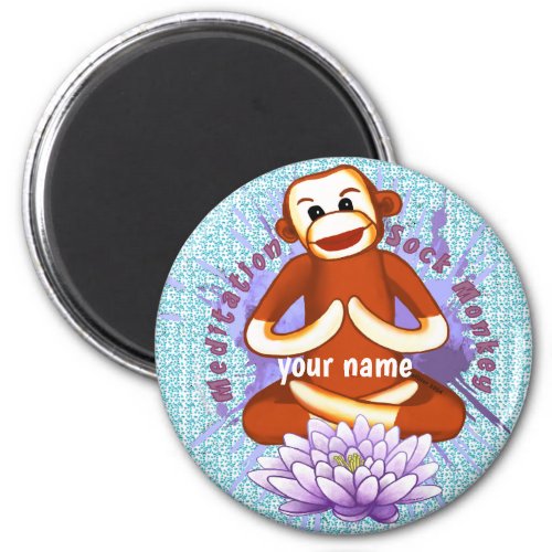 Lotus Sock Monkey custom name Magnet