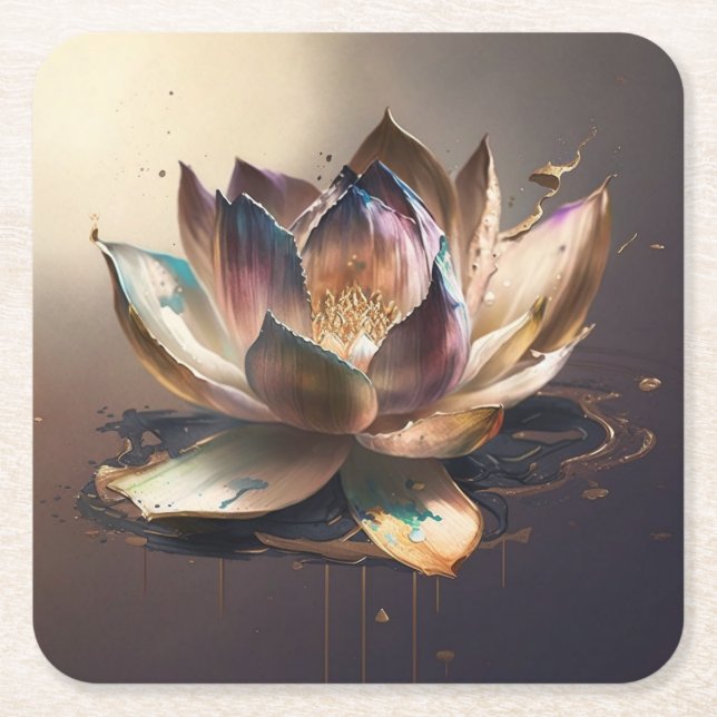 Lotus Square Paper Coaster (Front)