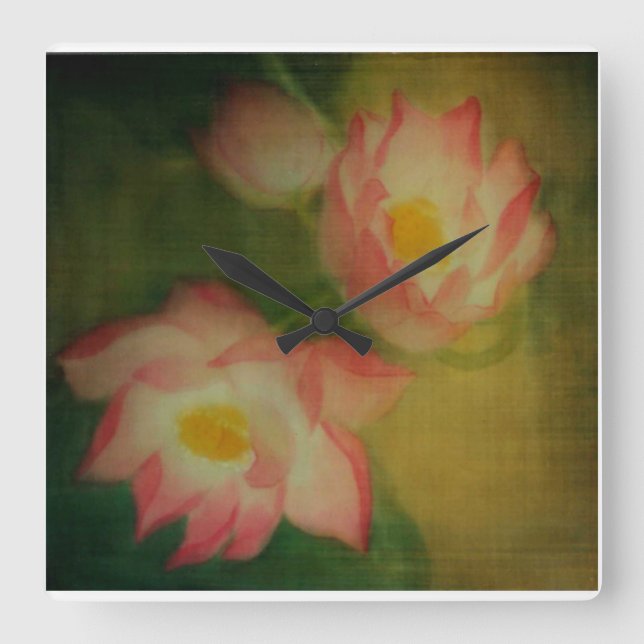 Lotus Square Wall Clock (Front)