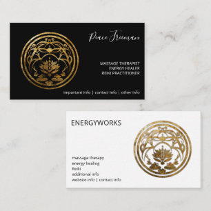 Lotus Stillness   Golden Mandala Design Business Card
