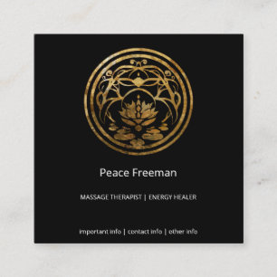Lotus Stillness Golden Mandala Design Square Business Card