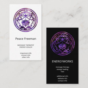 Lotus Stillness   Purple Mandala Design Business Card