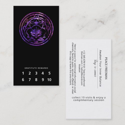 Lotus Stillness | Purple Mandala Design Business Card