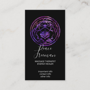 Lotus Stillness   Purple Mandala Design Business Card
