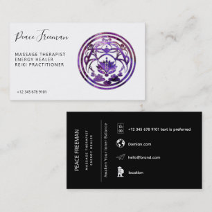 Lotus Stillness Purple Mandala Design Business Card