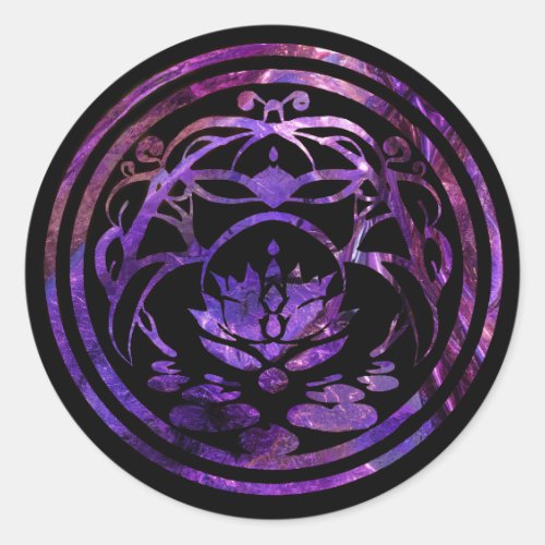 Lotus Stillness | Purple Mandala Design Classic Round Sticker