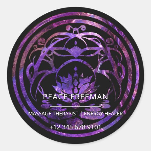 Lotus Stillness | Purple Mandala Design Classic Round Sticker