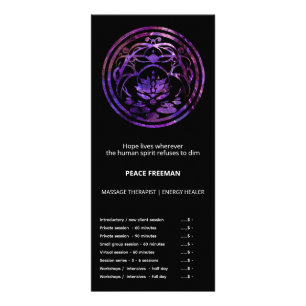 Lotus Stillness Purple Mandala Design Rack Card