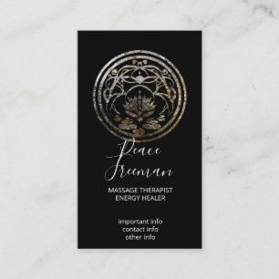 Lotus Stillness Silver Mandala Design Business Card
