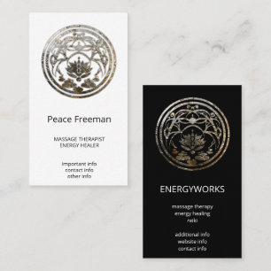 Lotus Stillness Silver Mandala Design Business Card
