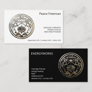 Lotus Stillness Silver Mandala Design Business Card