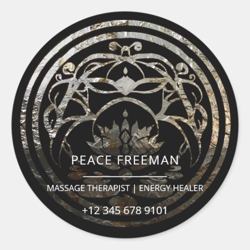 Lotus Stillness | Silver Mandala Design Classic Round Sticker