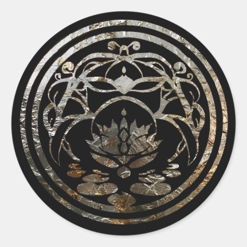 Lotus Stillness | Silver Mandala Design Classic Round Sticker
