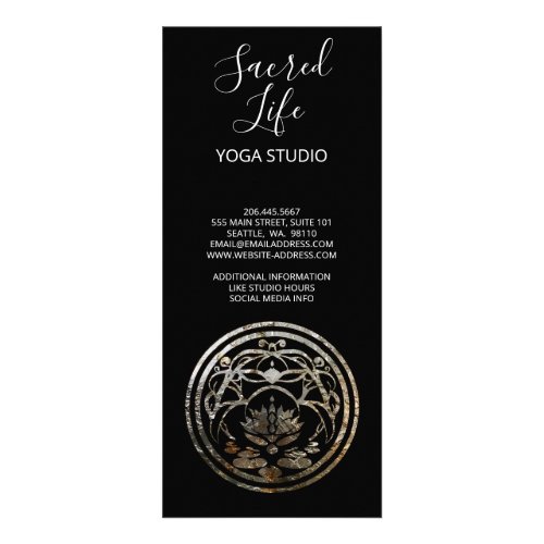 Lotus Stillness | Silver Mandala Design Rack Card