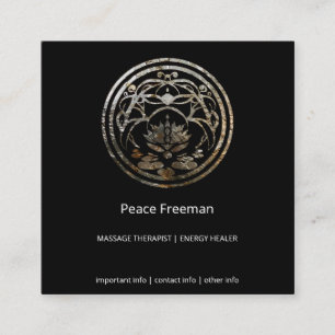 Lotus Stillness Silver Mandala Design Square Business Card