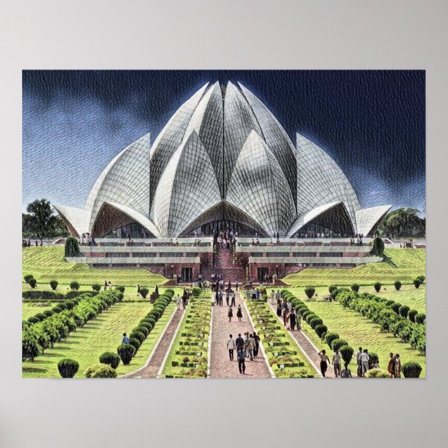 Lotus Temple Delhi India Poster (Front)
