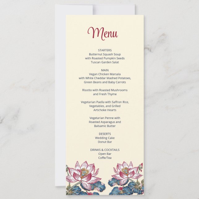 Lotus Tibetan Art Style Wedding  Invitation (Front)