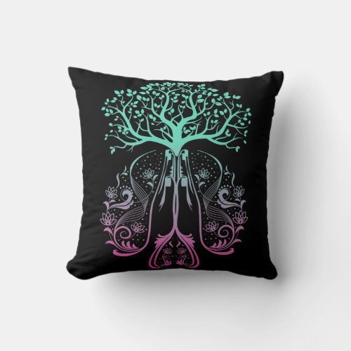 Lotus Tree Life Meditate Spirituality Throw Pillow