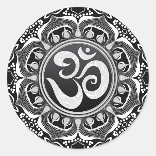 Lotus Tribal BlackWhite Om Spiritual Art Sticker