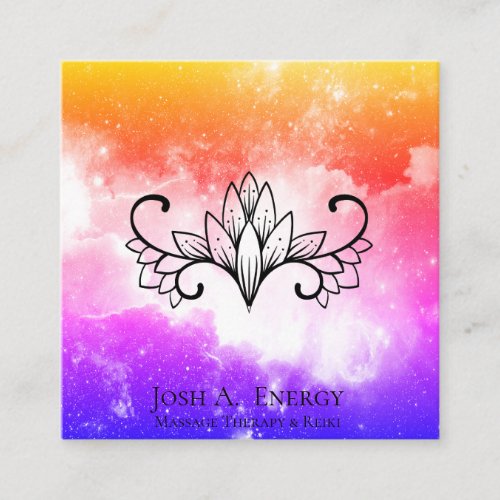  Lotus Universe Pink Purple Galaxy Nebula Square Business Card